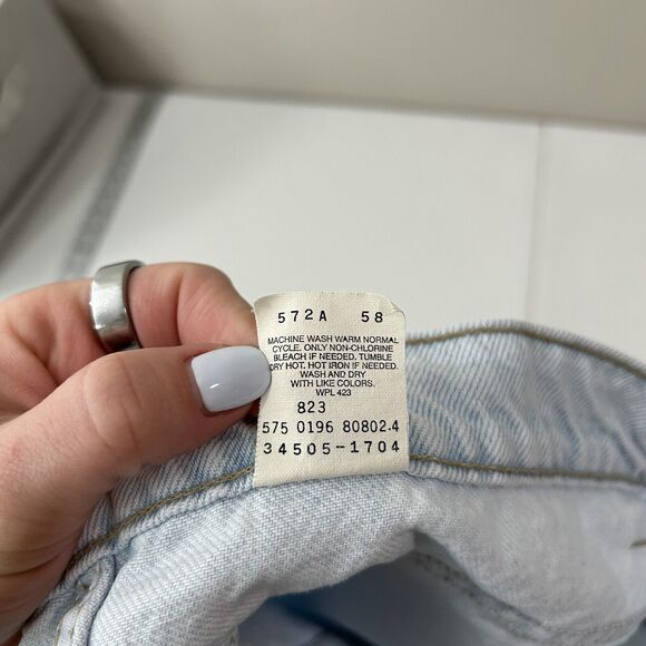 Vintage Levi’s 572 Denim Shorts Mens 38 Blue Orange Tab USA Made 90s Dad Y2K - Picture 8 of 12